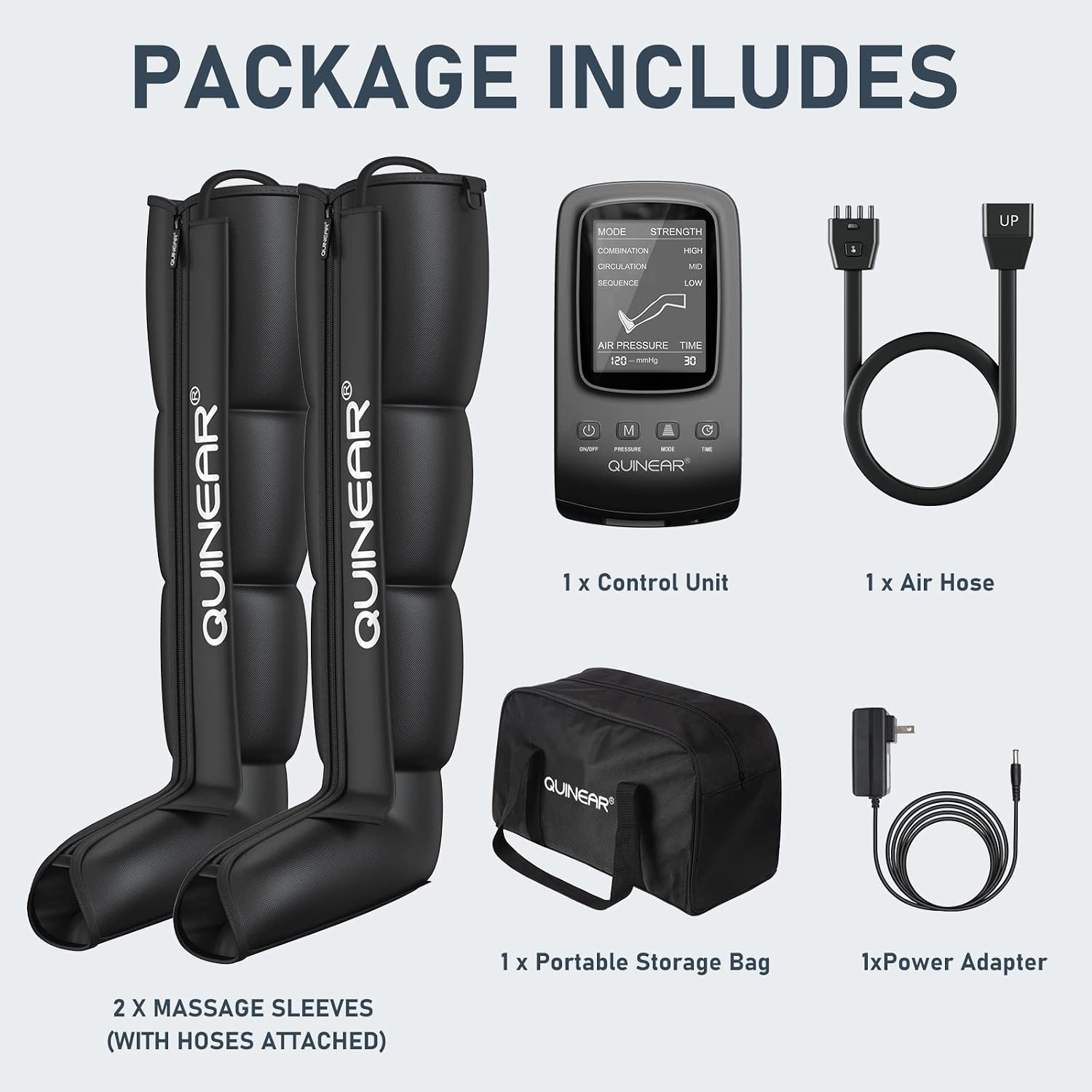 QUINEAR Leg Recovery Compression System for Athlete Post Workout, Professional Sequential Device for Massage Therapy, Foot and Leg Recovery Boots, Improve Circulation Reduce Muscle Soreness (Medium) - Image 8