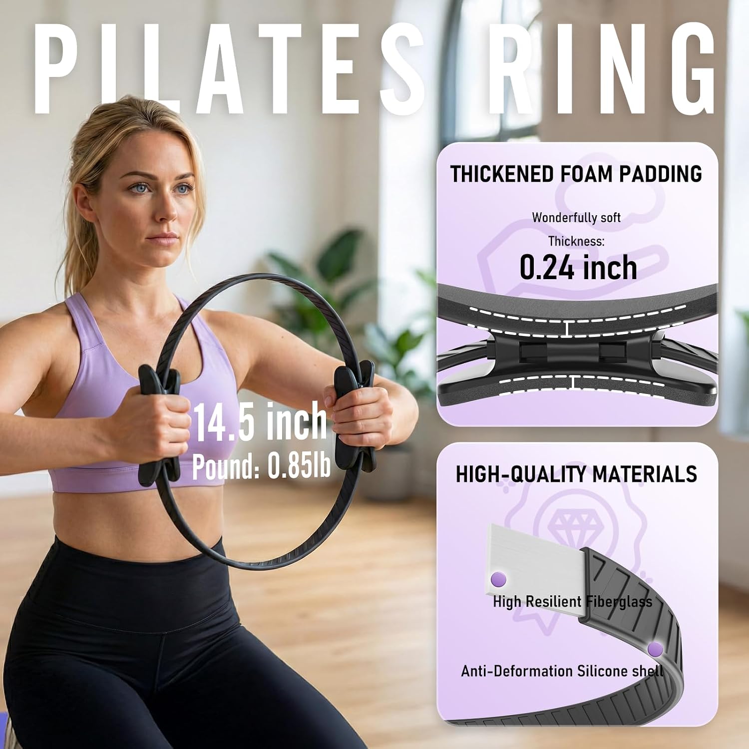 JKSHMYT Pilates Ring, 14.5 inch Magic Circle Pilates Equipment - Image 3
