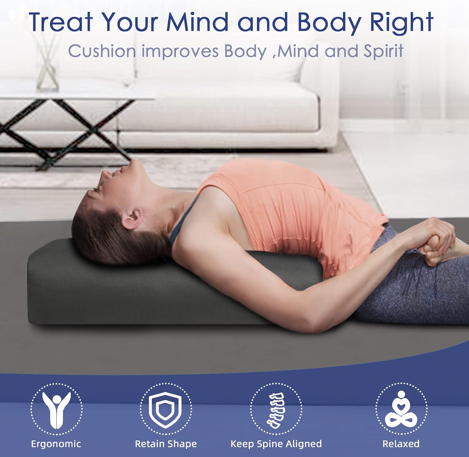 Organic Buckwheat Bolster (24X10.5X5.5 in) Supportive Rectangular Meditation Pillow 100% Cotton Cover Yoga Pillow - Image 5