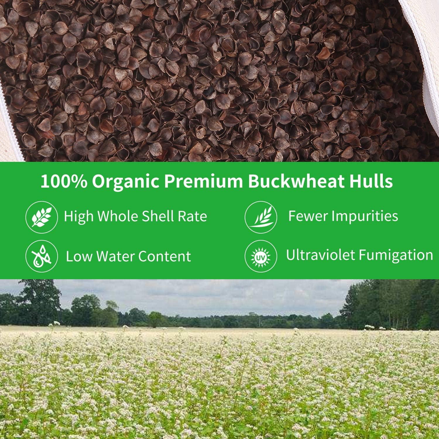 Organic Buckwheat Bolster (24X10.5X5.5 in) Supportive Rectangular Meditation Pillow 100% Cotton Cover Yoga Pillow - Image 3