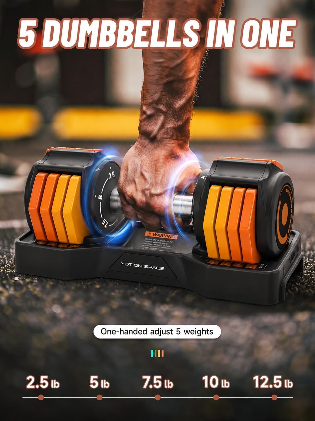 Adjustable Dumbbells Set 12.5LB Pair, 1-Sec Fast Adjustable 5 Free Weights, Premium Comfort Non-slip Metal Handle, Compact Size for Full Body Home Workout - Image 2