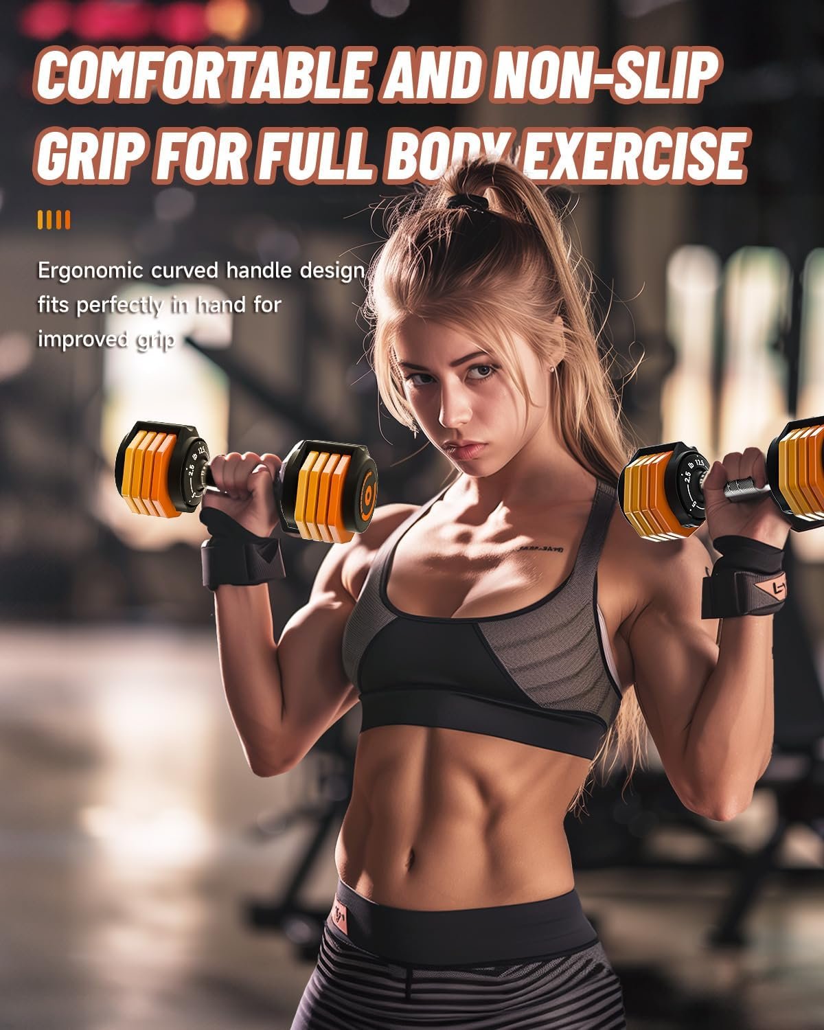 Adjustable Dumbbells Set 12.5LB Pair, 1-Sec Fast Adjustable 5 Free Weights, Premium Comfort Non-slip Metal Handle, Compact Size for Full Body Home Workout - Image 6