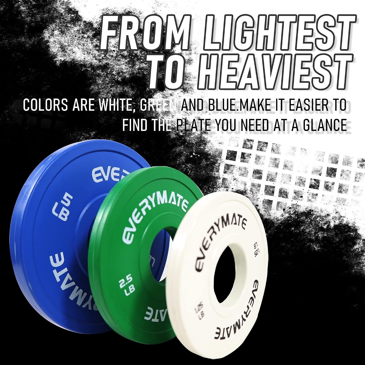 EVERYMATE Change Weight Plates 1.25LB 2.5LB 5LB Set Fractional Plate Olympic Bumper Plates for Cross Training Bumper Weight Plates Steel Insert Strength Training Weight Plates - Image 6