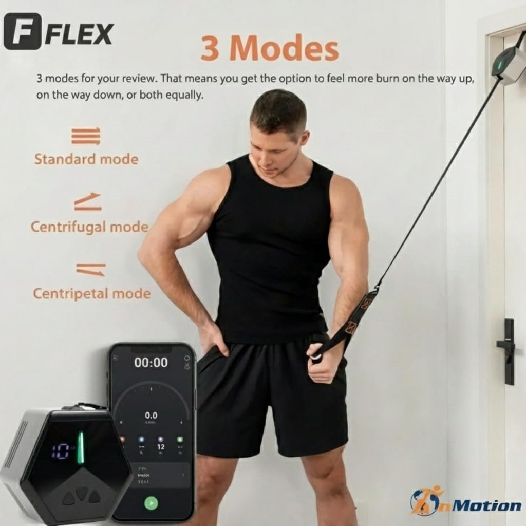 in Motion Flex USB Rechargeable Smart Home Gym Equipment | Portable Compact Digital Cable Machine Adjustable Motor Resistance 5–66LB | Compact Strength Training for Full Body Workout Travel & Fitness - Image 3