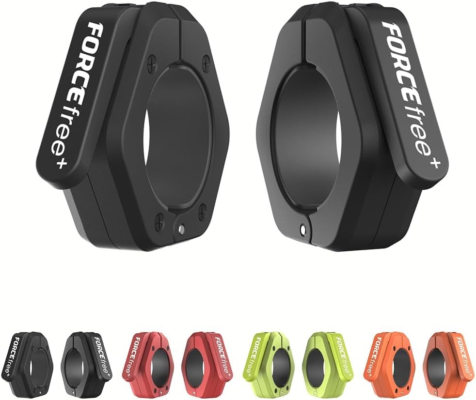 Forcefree+ Barbell Clips (Pair), Barbell Clamps, Quick Release Olympic Barbell Clamps with Anti Slip TPR Grip, Barbell Collars for Secure Weightlifting & Powerlifting