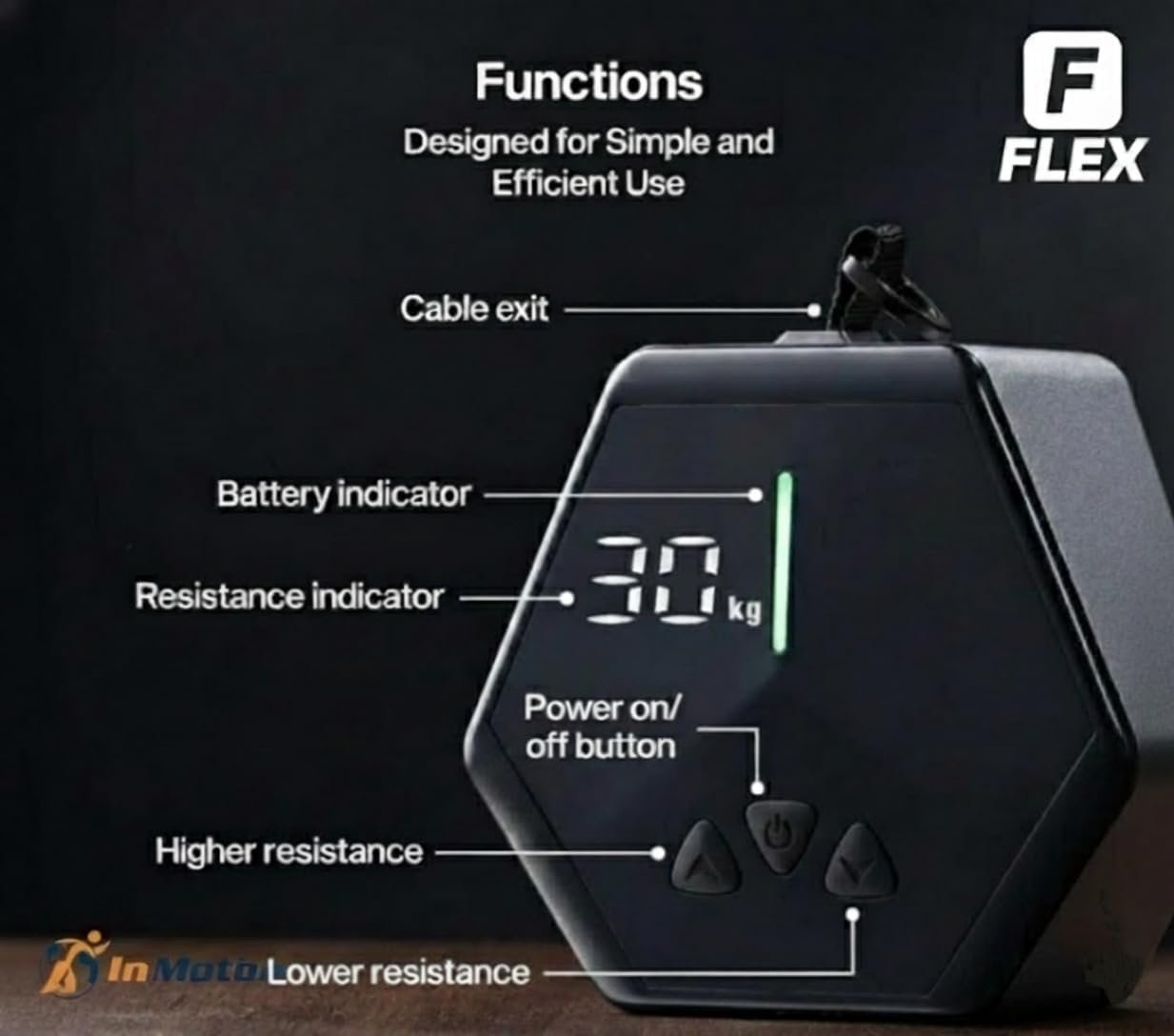 in Motion Flex USB Rechargeable Smart Home Gym Equipment | Portable Compact Digital Cable Machine Adjustable Motor Resistance 5–66LB | Compact Strength Training for Full Body Workout Travel & Fitness - Image 5