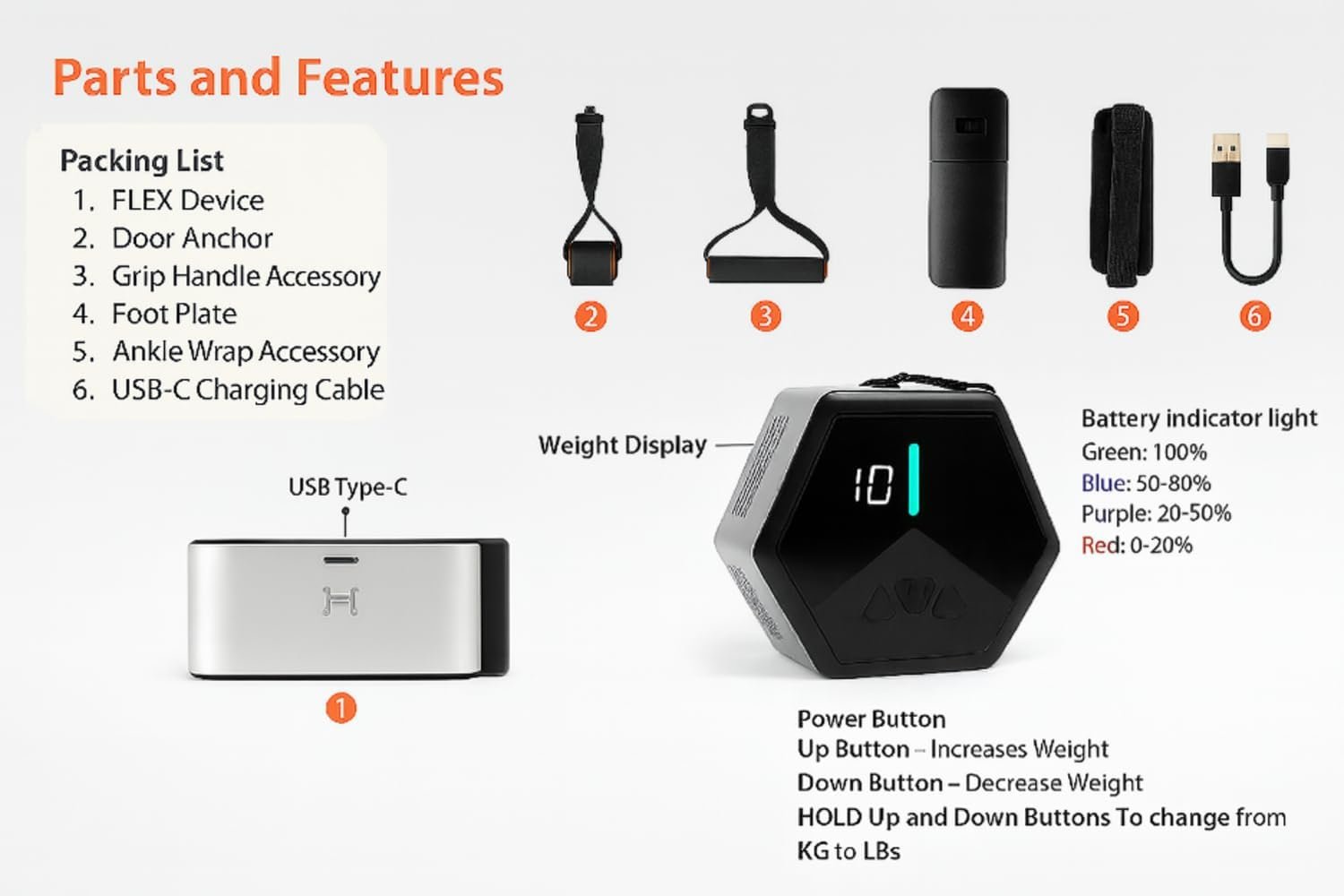 in Motion Flex USB Rechargeable Smart Home Gym Equipment | Portable Compact Digital Cable Machine Adjustable Motor Resistance 5–66LB | Compact Strength Training for Full Body Workout Travel & Fitness - Image 7