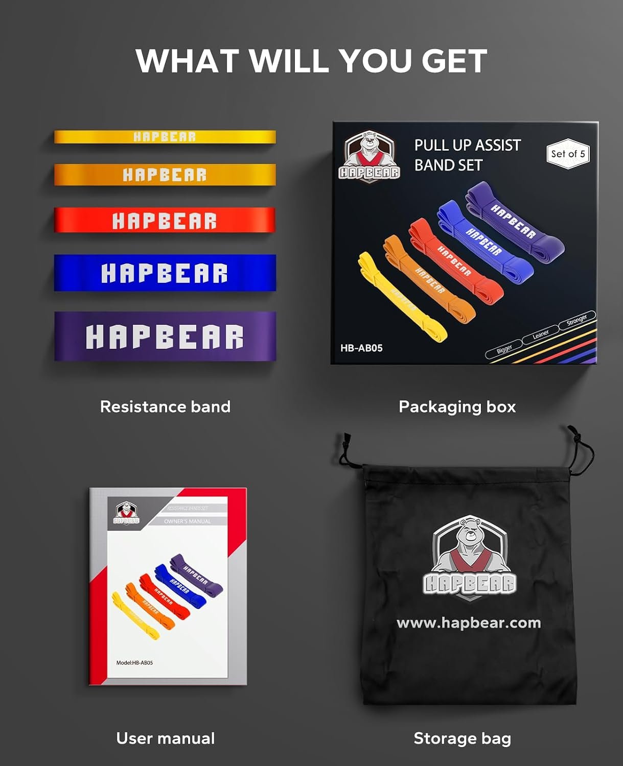 HAPBEAR Pull Up Assistance Bands - Pull Up Bands - Resistance Bands - Exercise Bands Resistance Bands Set of 5 - Workout Bands for Working Out, Stretching, Muscle Training - Image 7