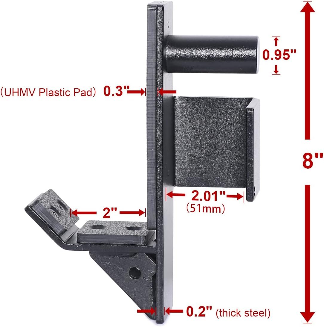 SYL Fitness J-Hooks for Squat/Power Rack - Available in 2"x2" and 3"x3", Heavy Duty J-Cups Barbell Holder with UHMW Pads - Image 2