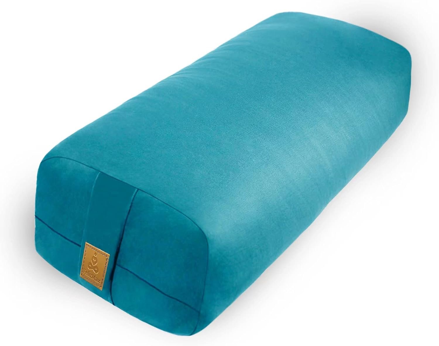 Yoga Bolster Pillow 26x10.5x5.5in Rectangular Meditation Cushion for Yoga Massage and Back Support, Breathable Cotton Fill, Zippered Organic Cotton Cover, Easy-Carry Handle, Machine Washable (Cyan Blue)