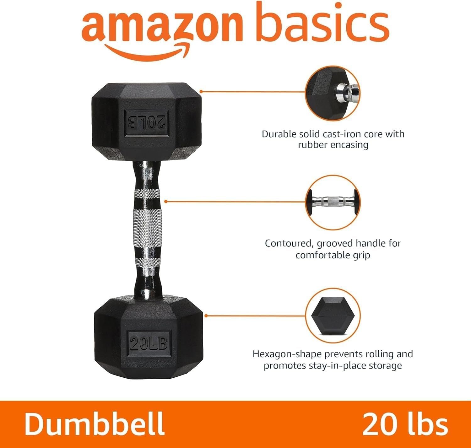 Amazon Basics Rubber Hex Dumbbell Hand Weight - Image 2
