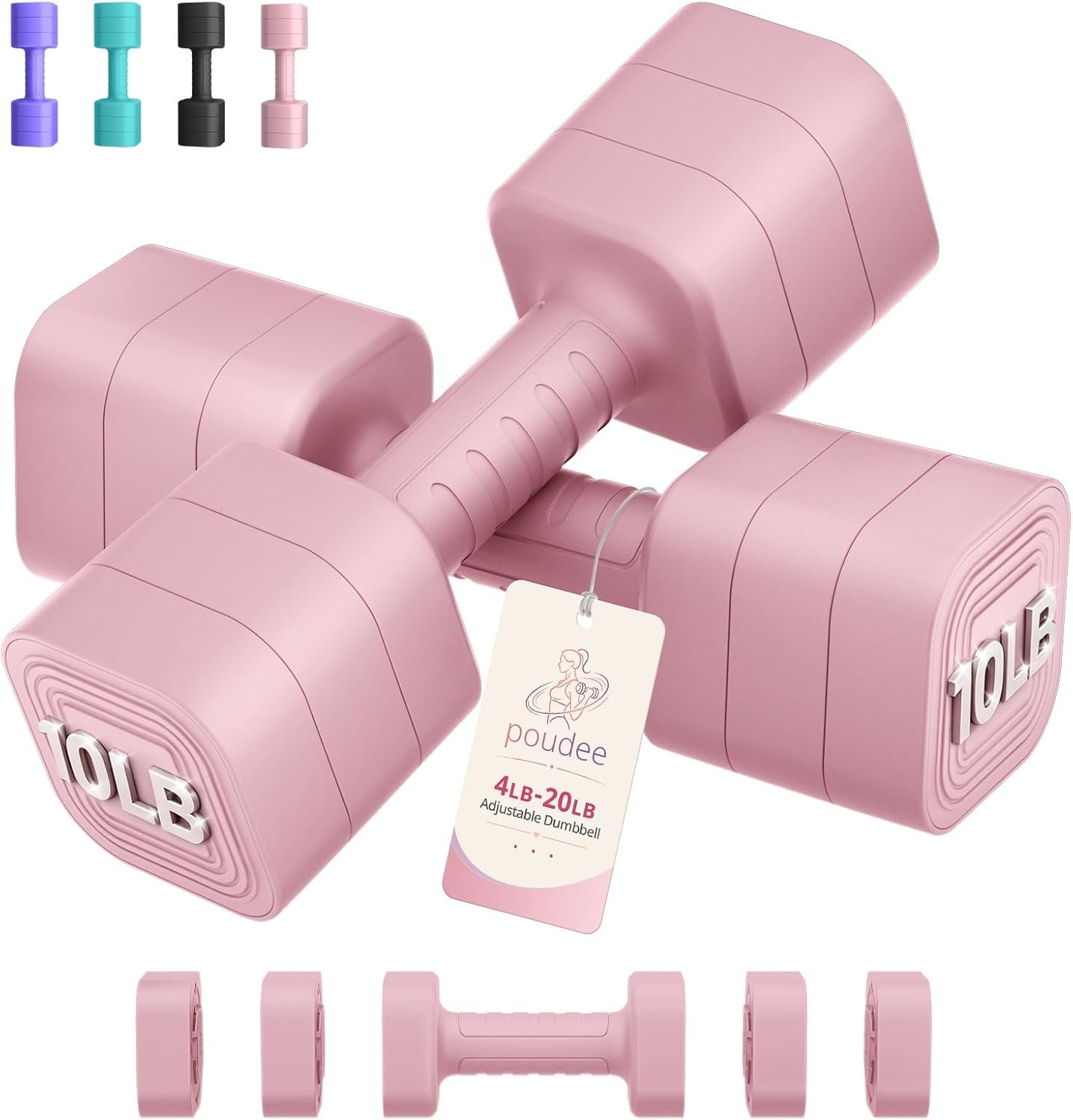Adjustable Dumbbell Set of 2, 2.2-2...