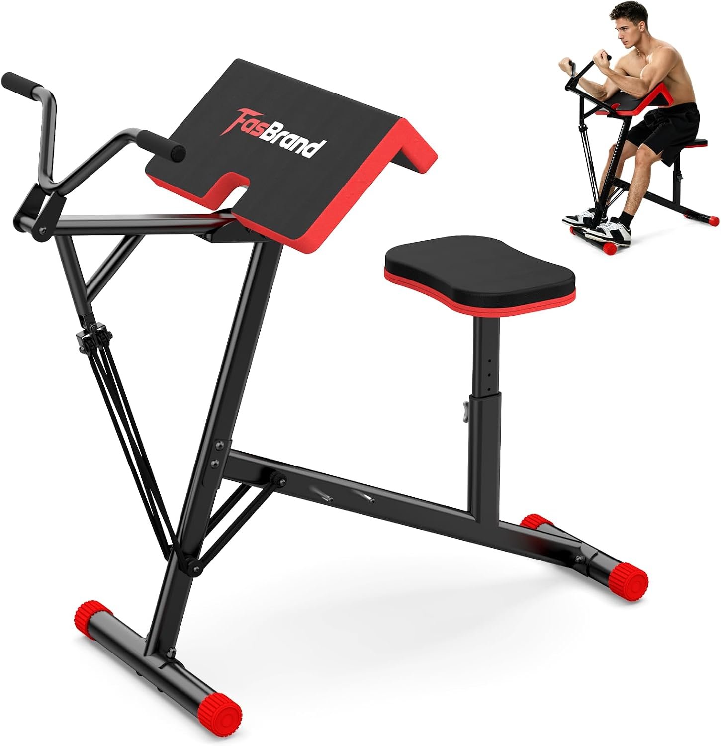 2-in-1 Preacher Curl Bench & Seated Row Station for Arm Workout