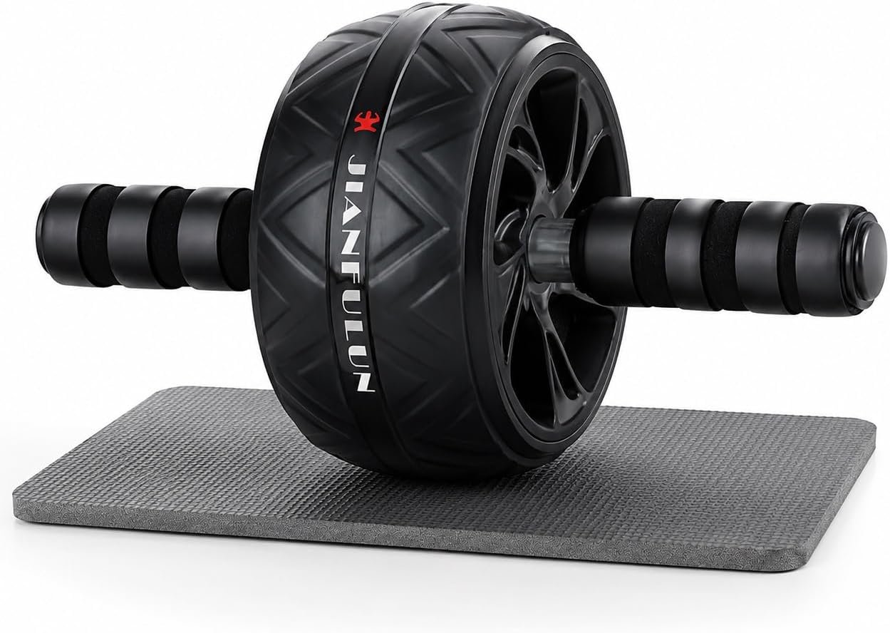 Ab Roller Wheel with Knee Pad, Ab Wheel Roller for Abs Workout & Core Strength Training, Dual Wheel Abdominal Exercise Equipment for Home Gym Fitness for Men & Women