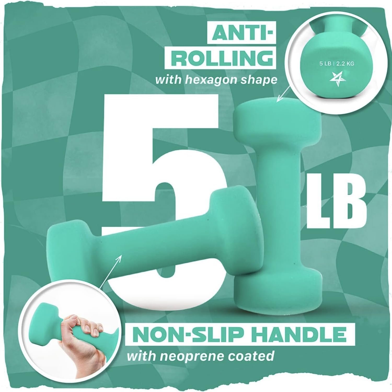Yes4All Neoprene Dumbbells, Pairs and Sets with Rack for Home Workouts - Image 3