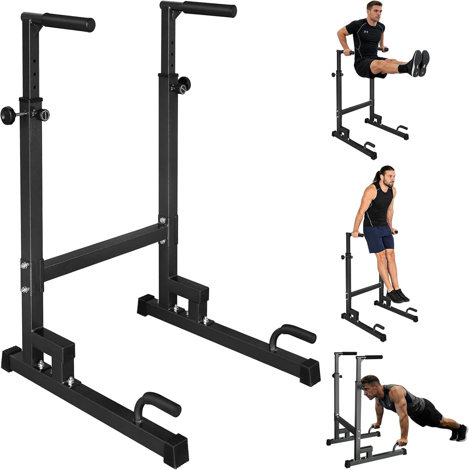 Adjustable Height Dip Bar Station, Multi-function Dip Station Pull Up Bar Full Body Strength Training Workout Fitness Equipment for Tricep Dips, Heavy Duty Dip Station for Home Gym