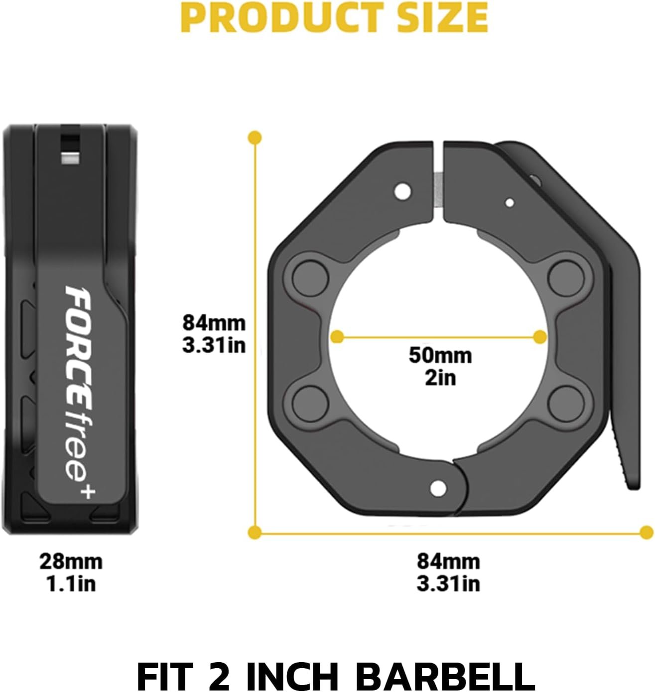 Quick Release Olympic Barbell Collars 2" (Pair) - Non-Slip Weightlifting Barbell Clips for Secure Powerlifting, Home & Gym - High-Strength Metal Bar Clamps - Image 2