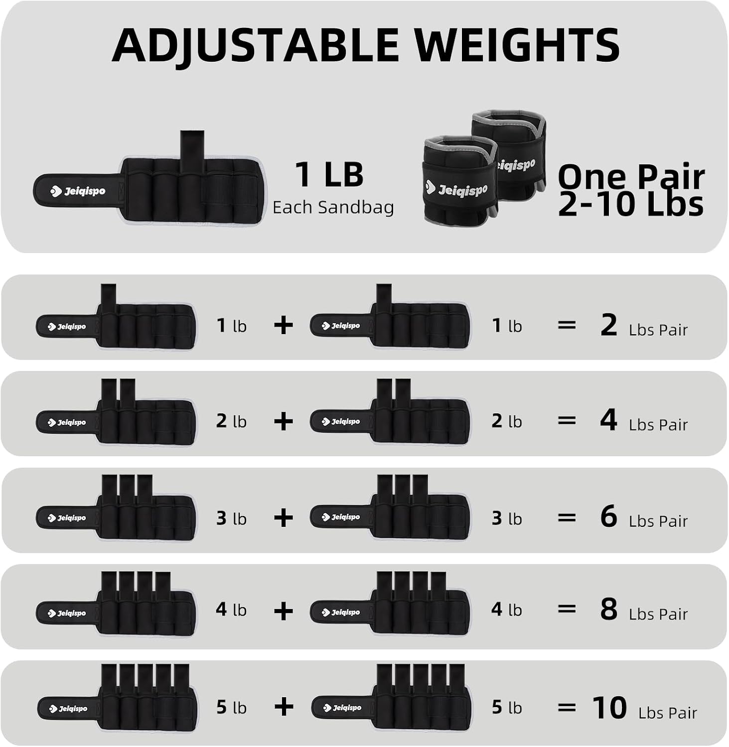 Adjustable Ankle Weights 1 Pair 2/4/6/8/10 LBS Wrist Leg Arm Weights for Women Men Kids,Strength Training with Removable Weight for Fitness Gym Workout Running Walking - Image 2
