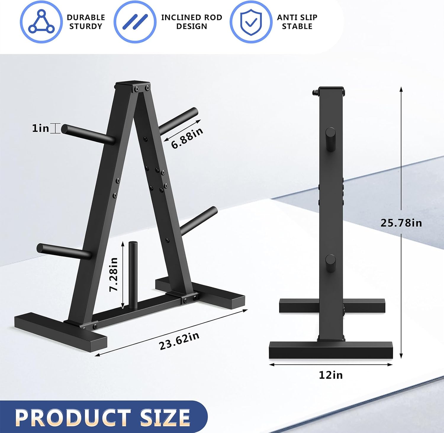 Weight Plate Rack, Weight Tree, Home Gym Storage Stand, Holds 300 lbs - Image 3