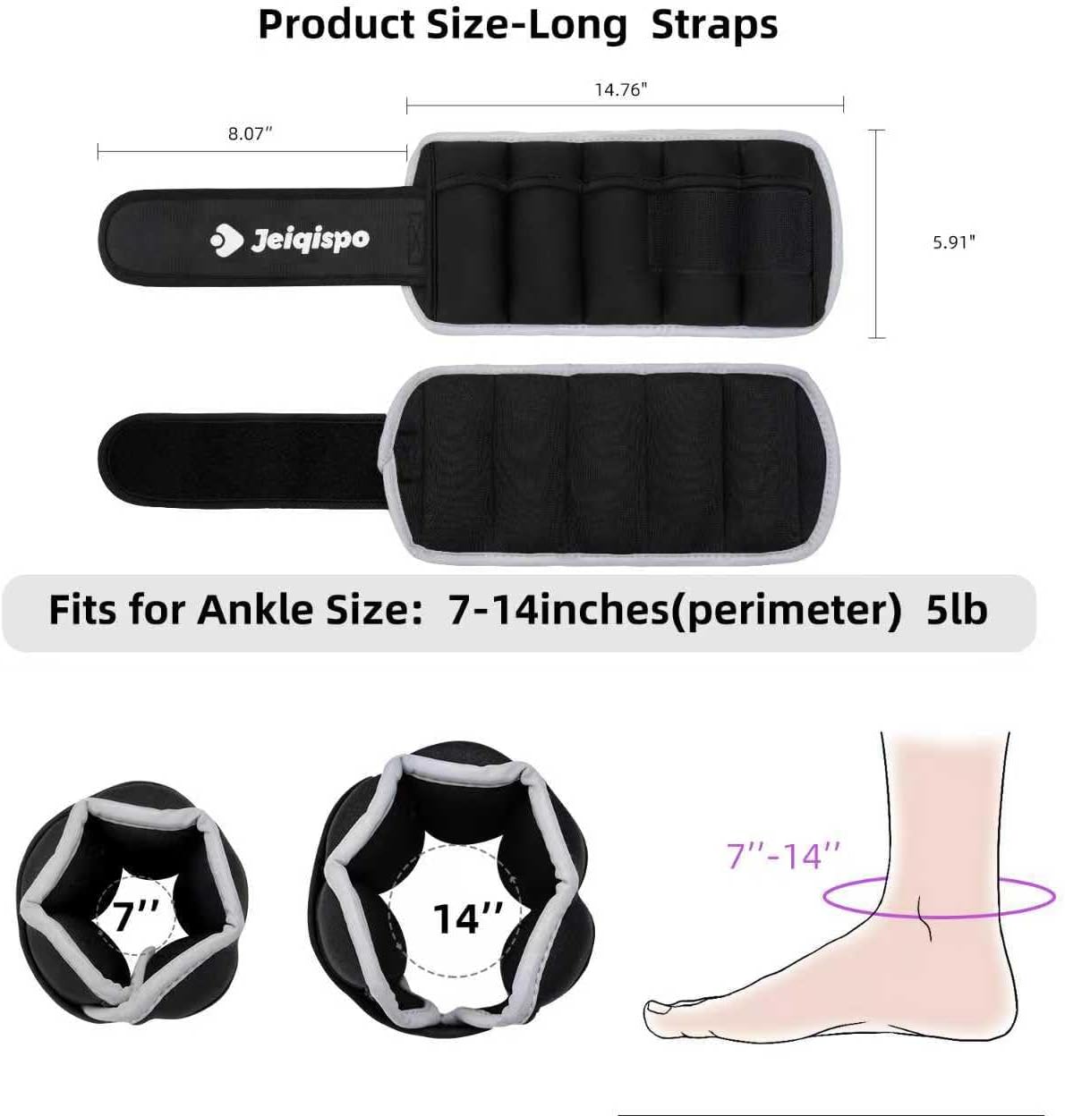 Adjustable Ankle Weights 1 Pair 2/4/6/8/10 LBS Wrist Leg Arm Weights for Women Men Kids,Strength Training with Removable Weight for Fitness Gym Workout Running Walking - Image 5