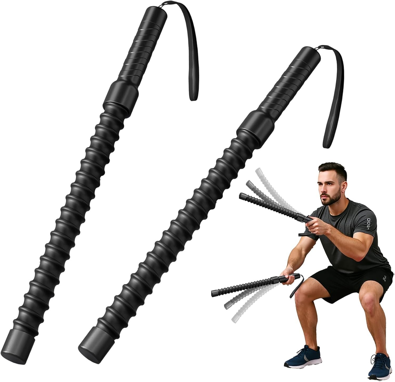 Ropeless Battle Ropes for Home Gym, Cordless Battle Rope for HIIT & Cardio (2 Ropes)