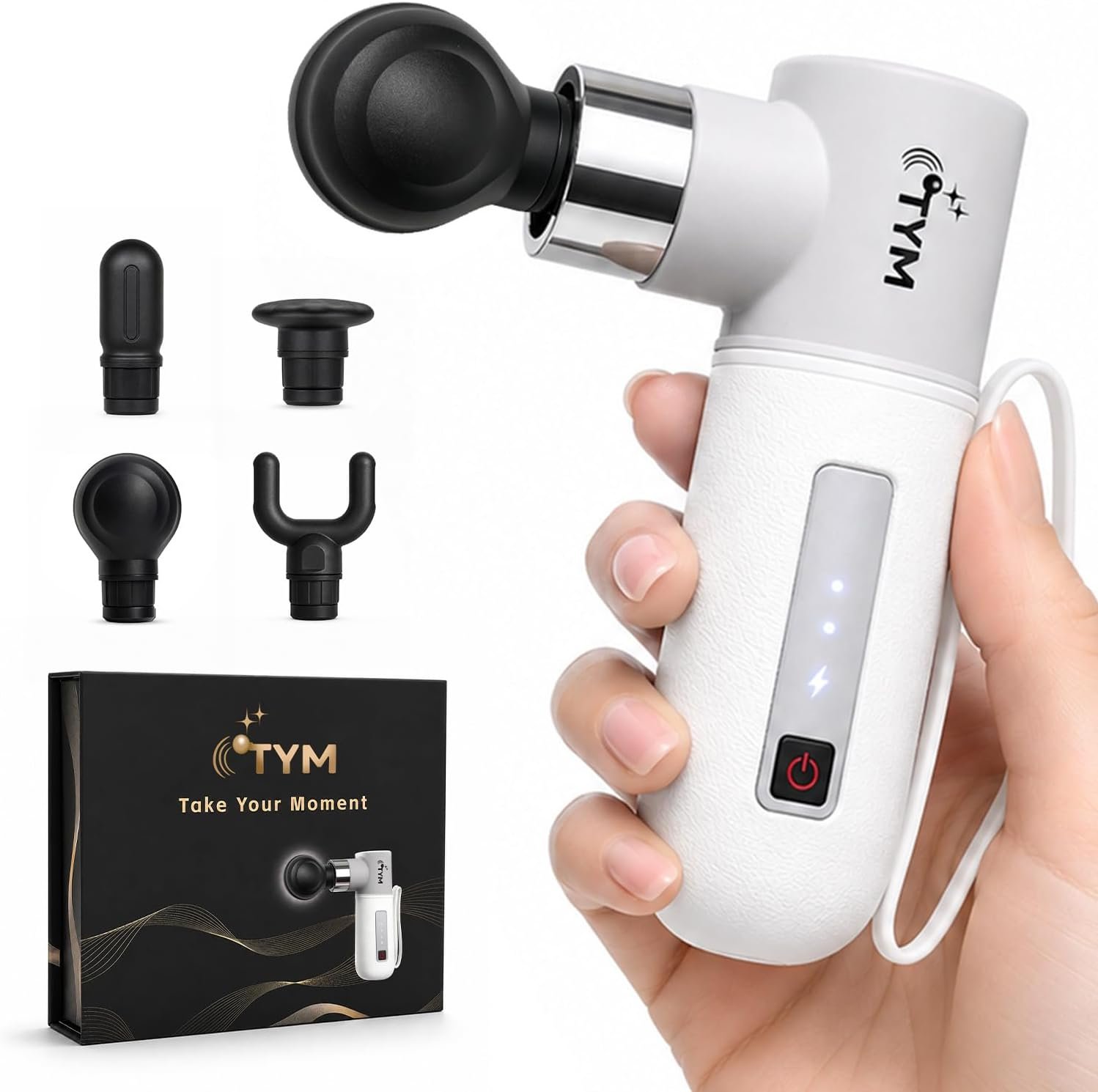 Mini Massage Gun Deep Tissue, 4 Heads, Small Travel Muscle Massager