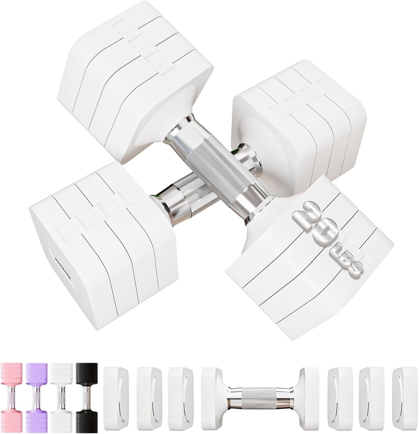 Adjustable Dumbbell Set for Women Men 7.5LB/10LB/15LB/20LB/25LB Each