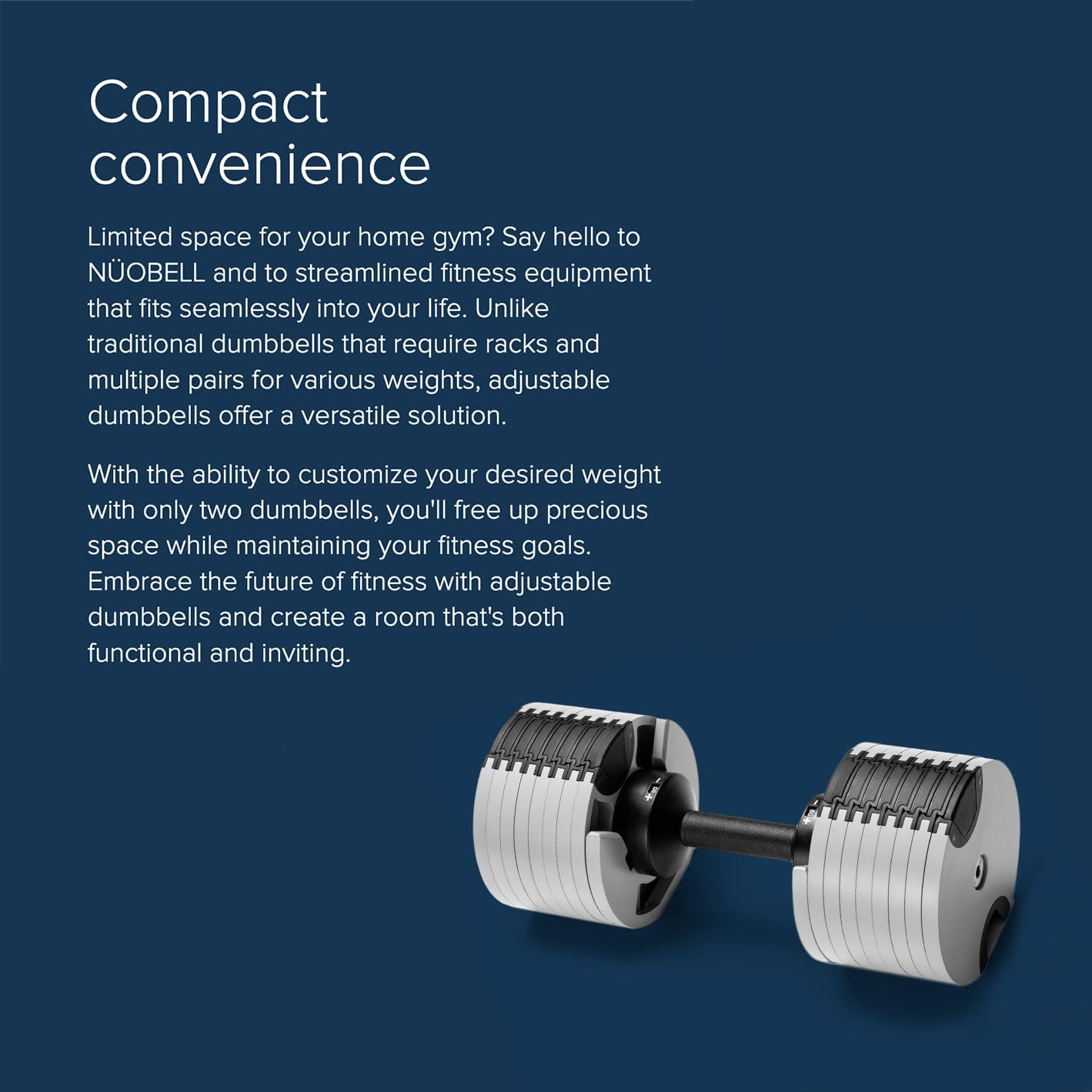 NÜOBELL® Adjustable Dumbbell Set, 5-50 LB or 5-80 LB, Easy Twist 2024-25 Model, All-In-One Weights Set (Pair) for Home, Original Manufacturer - Image 5