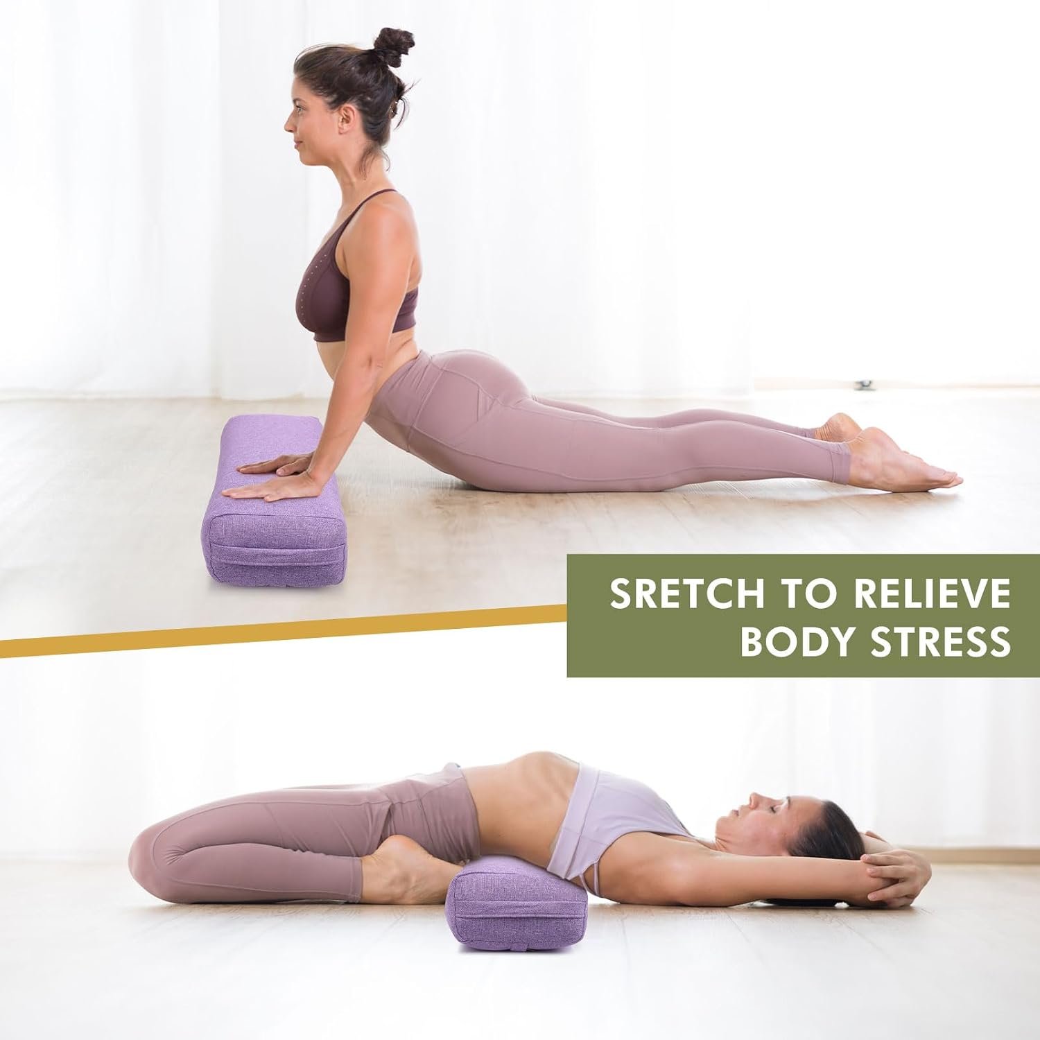Suzile 3 Pack Yoga Bolster Pillow for Restorative 25" x 9" x 5" Meditation Pillow Rectangular Lightweight Yoga Pillow Cushion with Handle, Washable Cover Yoga Accessories - Image 7