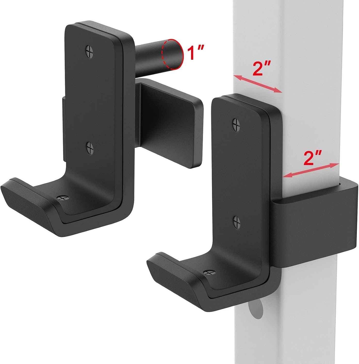 SELEWARE Heavy Duty J Hooks for Power Rack, 2" x 2" Tube, 1" Holes