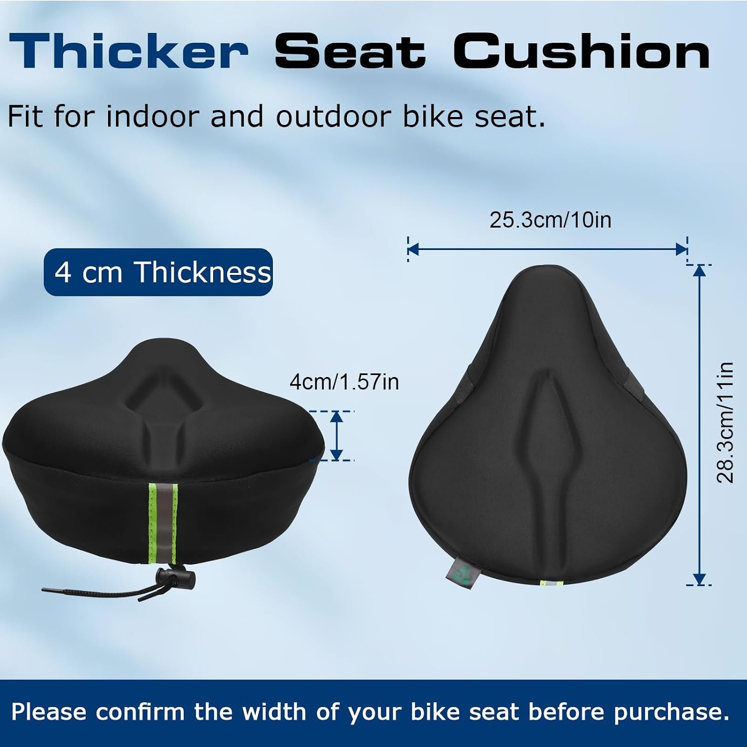 Zacro Bike Seat Cushion - Gel Padded Cover for Men Women Comfort, Extra Soft Exercise Bicycle Compatible with Peloton, Stationary or Cruiser Seats - Image 2