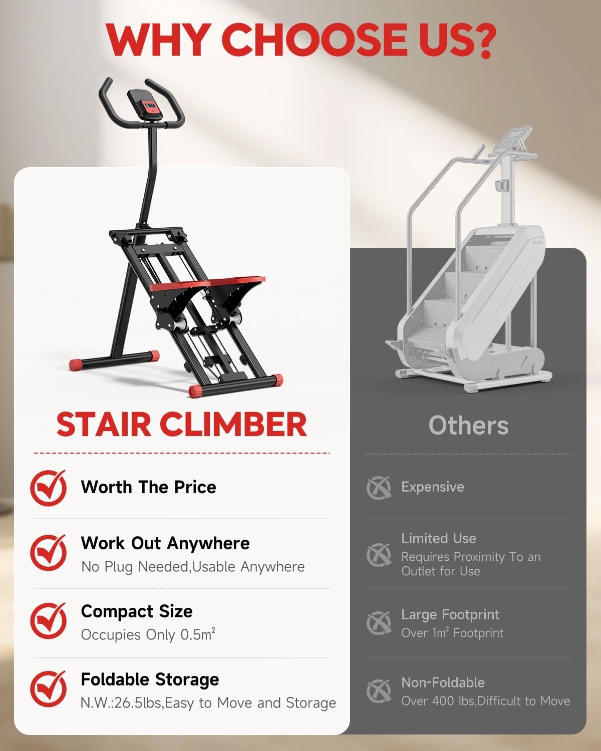 Stair Stepper for Home, 3-Level Resistance with Non-Slip Pedals & LCD - Image 5