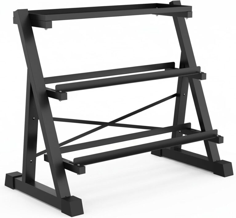 Heavy Duty Dumbbell Rack Stand with Kettlebell Storage Tray Shelf 2-3 Tier