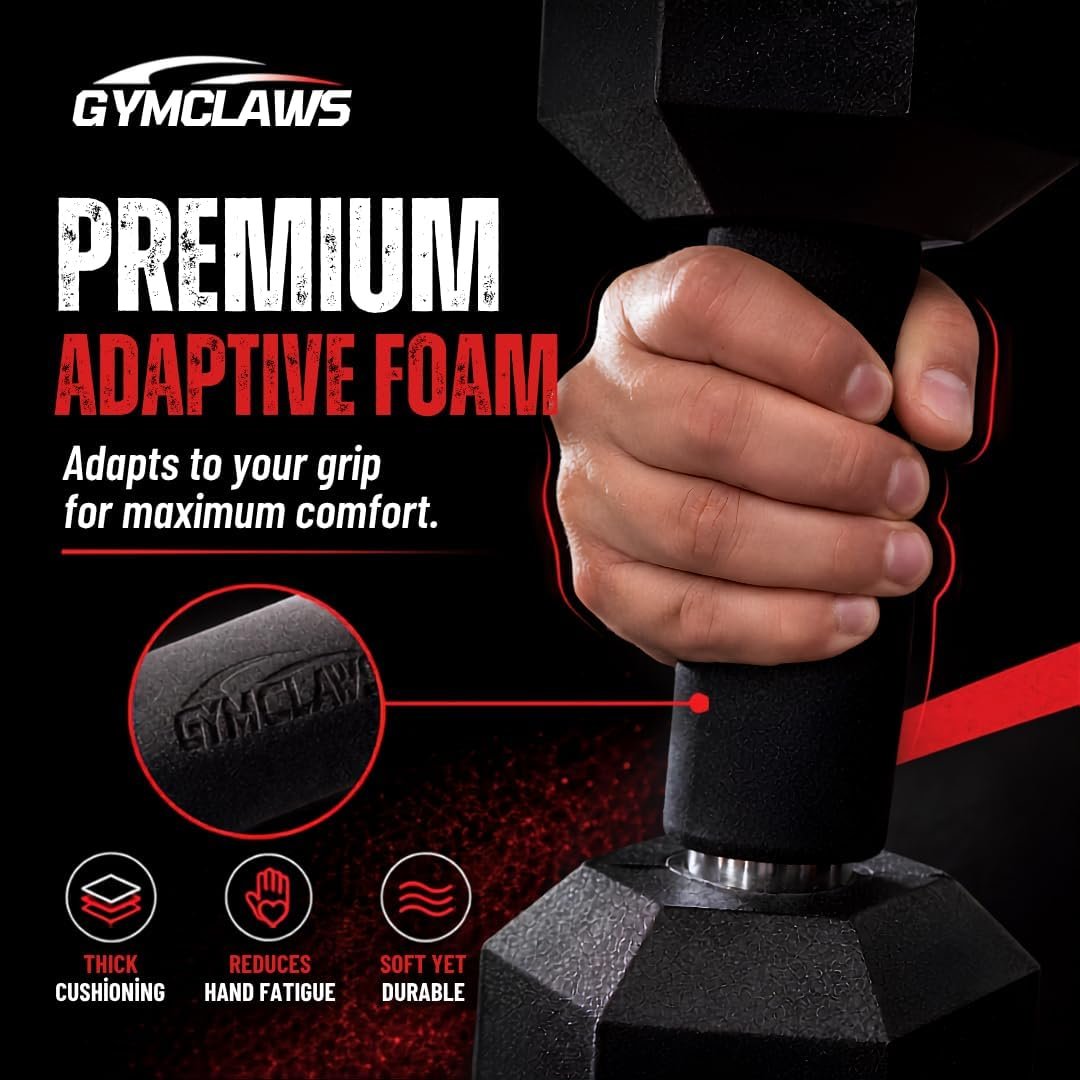 Gym Grips - Hand Grip Pads for Weightlifting, Dumbbell & Pull Up Bar, Workout Gloves Alternative, High-Density Adaptive Foam, Universal Fit, 2-Pack, Black - Image 6