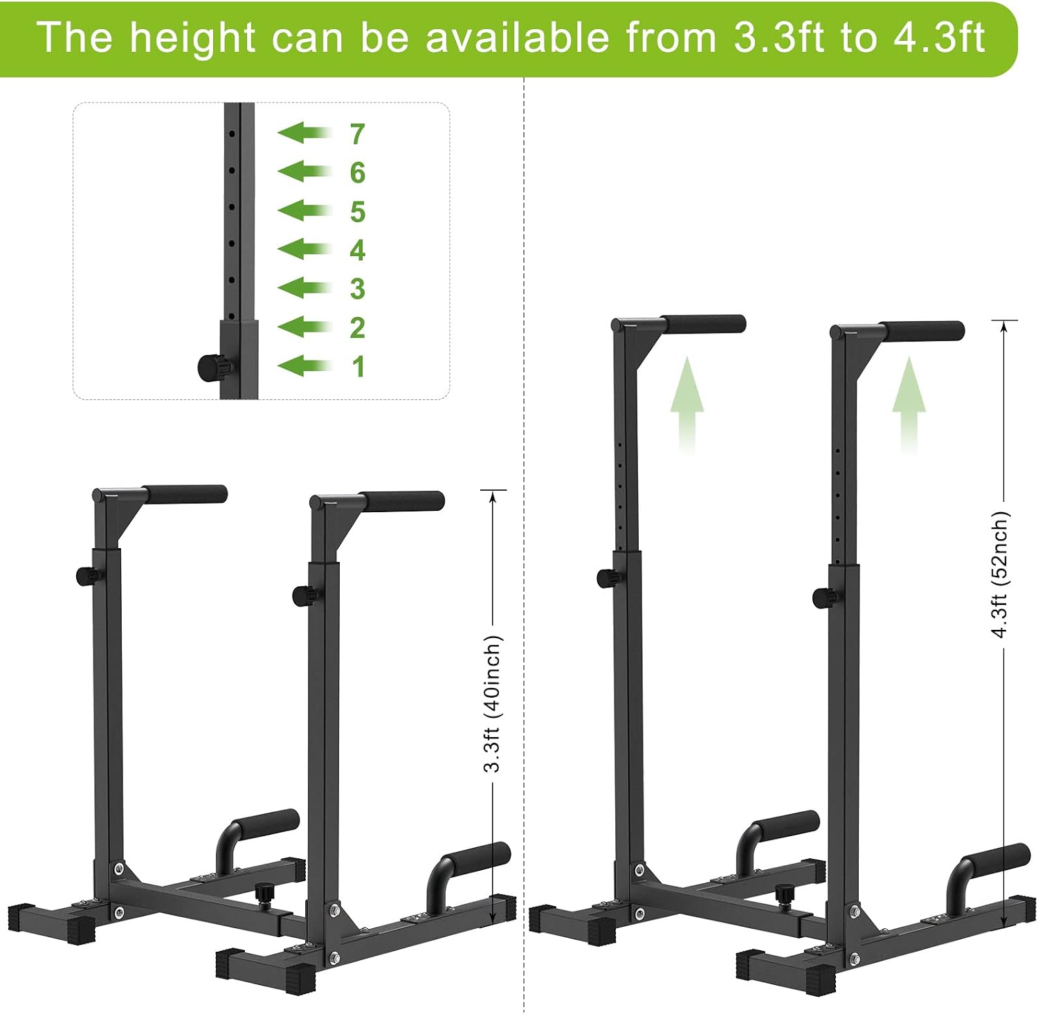 SELEWARE Adjustable Dip Bar Station, Home Gym Dip Stand - Image 4