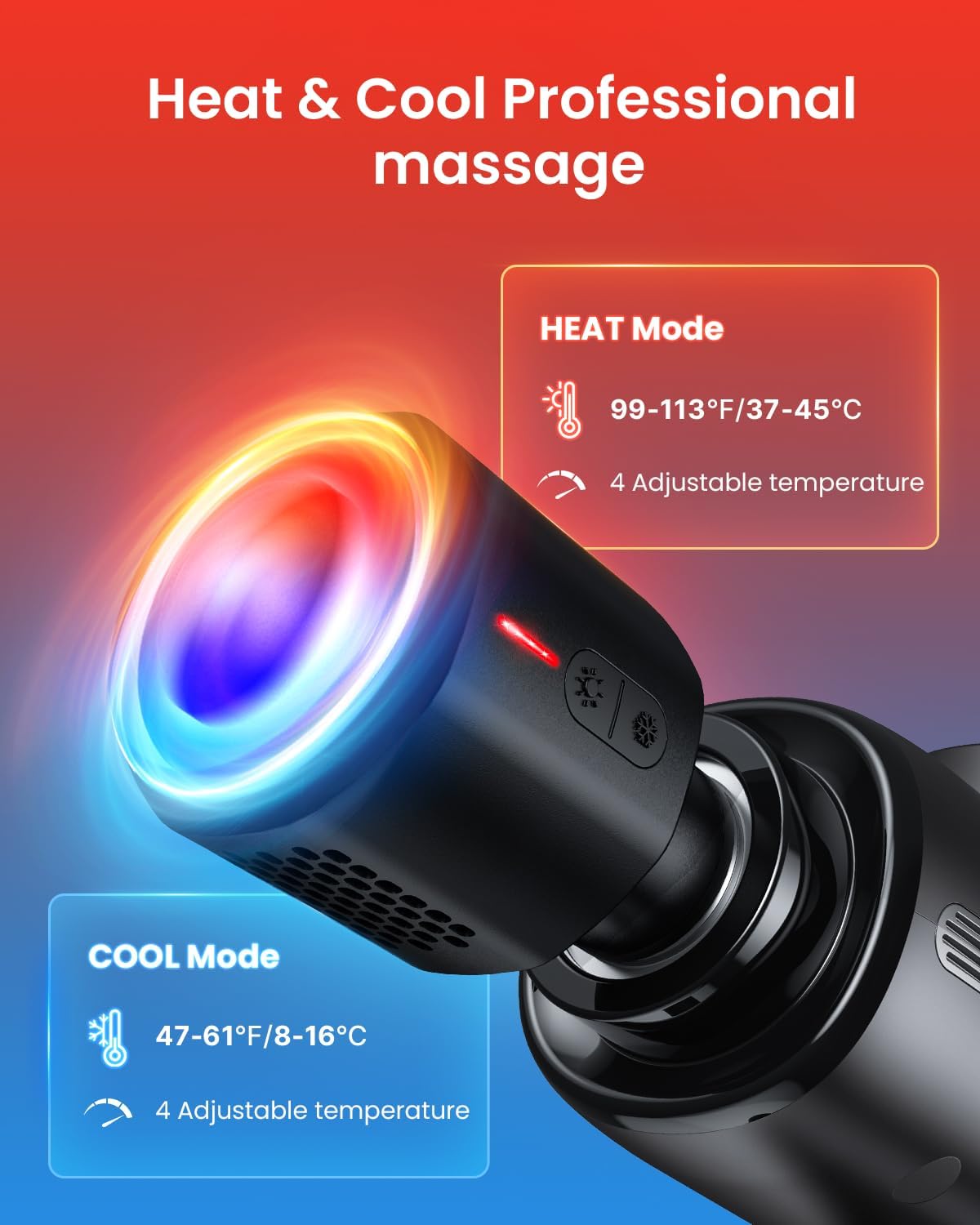 RENPHO Active Thermacool Massage Gun Deep Tissue with Heat & Cold, 5 Speeds - Image 4