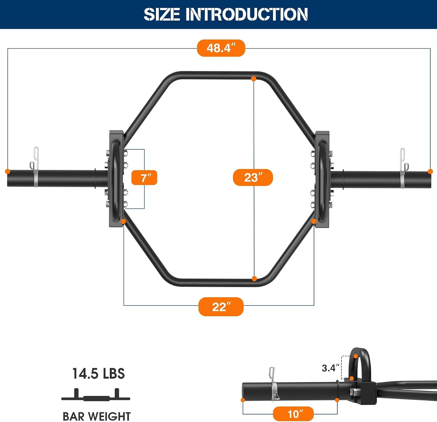 Hex Trap Bar 2-Inch Olympic Weightlifting Barbell,48.6" Deadlift Bar for Squats,Shrugs,Push-Ups,400Lbs Weight Capacit Suitable Home Gym Equipment Workouts for Beginners,Women,Men-Multiple Colors - Image 2