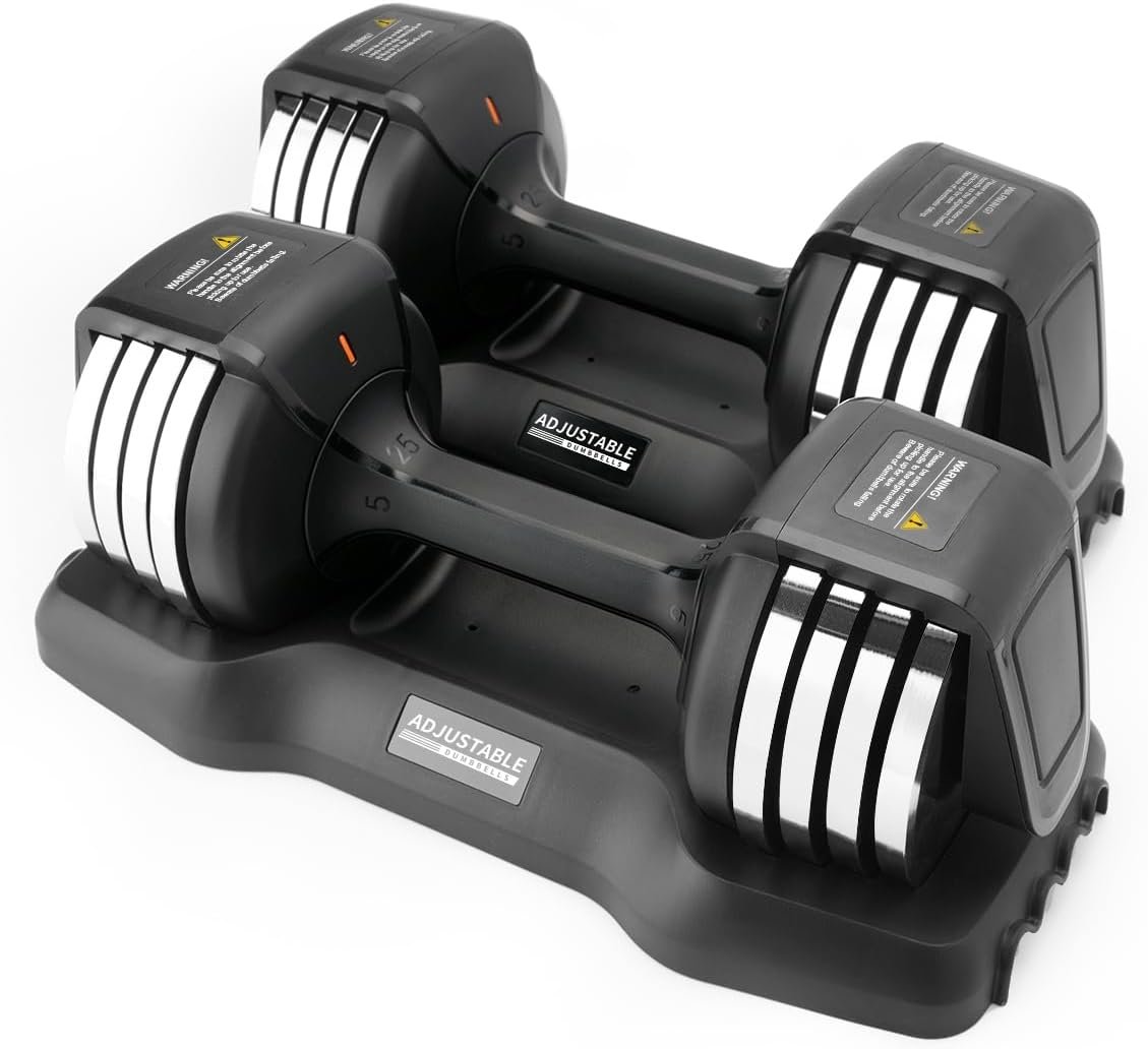 25lbs Adjustable Dumbbell Set,Chrome Adjustable Dumbbells for Home Gym