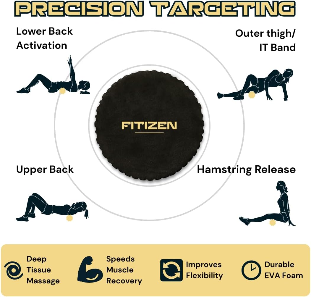 Fitizen Foam Roller – Muscle Massage Rehab Stiff Back Pain Physical Therapy Deep Tissue Firm Exercise Equipment Home Gym Stress Yoga Pilates for The Fit Citizen by FitNation - Image 6