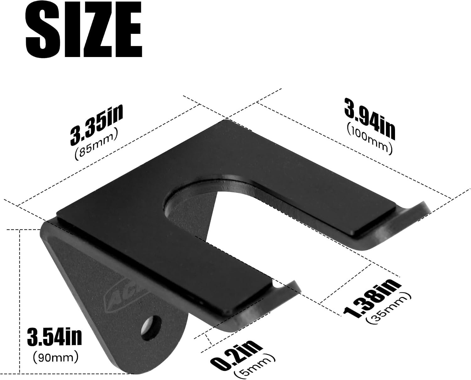 Olympic Barbell Wall Mount Holder - 5mm Steel Storage Rack for 35mm Bars, 160lb Capacity - Heavy Duty Hanger with Rubber Pads, Fits Home Gym & Garage Organization - Image 3