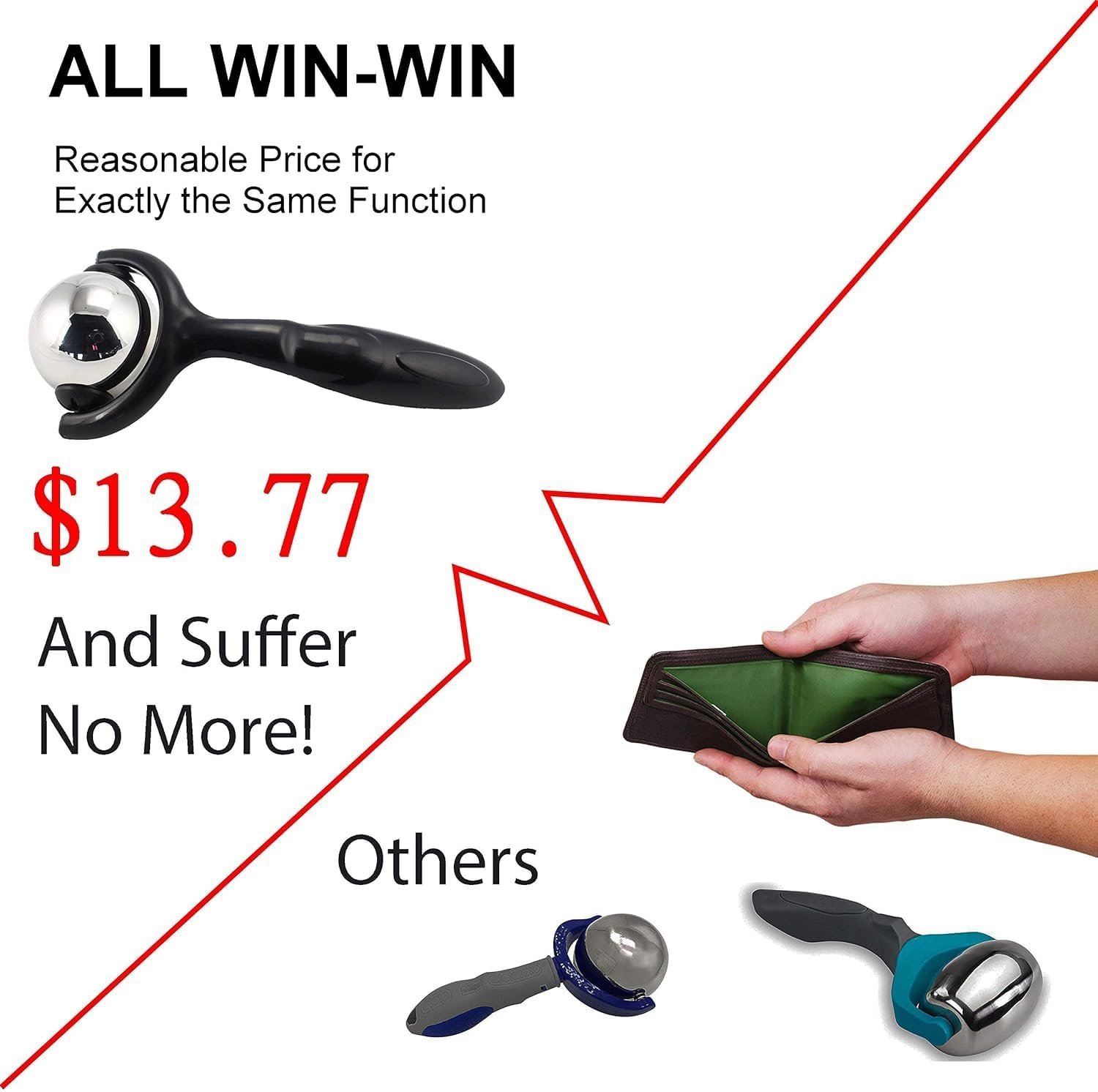 Vinyl Quote Me Roller Massage Ball - Ergonomic Handle Cold Warm Compression Temperature Keeper Stainless Steel Muscle Pain Relief Body Neck Shoulder Back Leg Calf Therapy Ice Heat Stick - Image 6