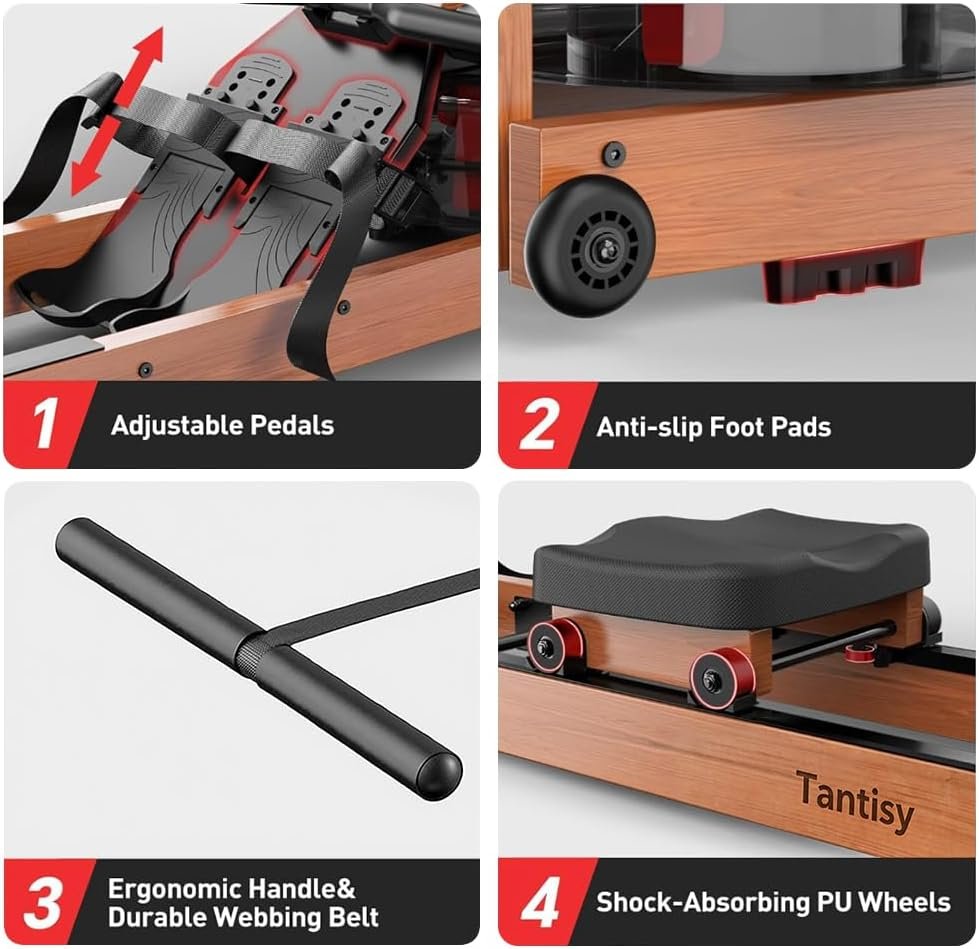 Foldable Rowing Machines for Home with Adjustable Large Water Tank & Comfortable Seat for Real Experience Immersive Water Rower, APP Link,Joint 0 Impact 330LBS Weight Capacity; - Image 7