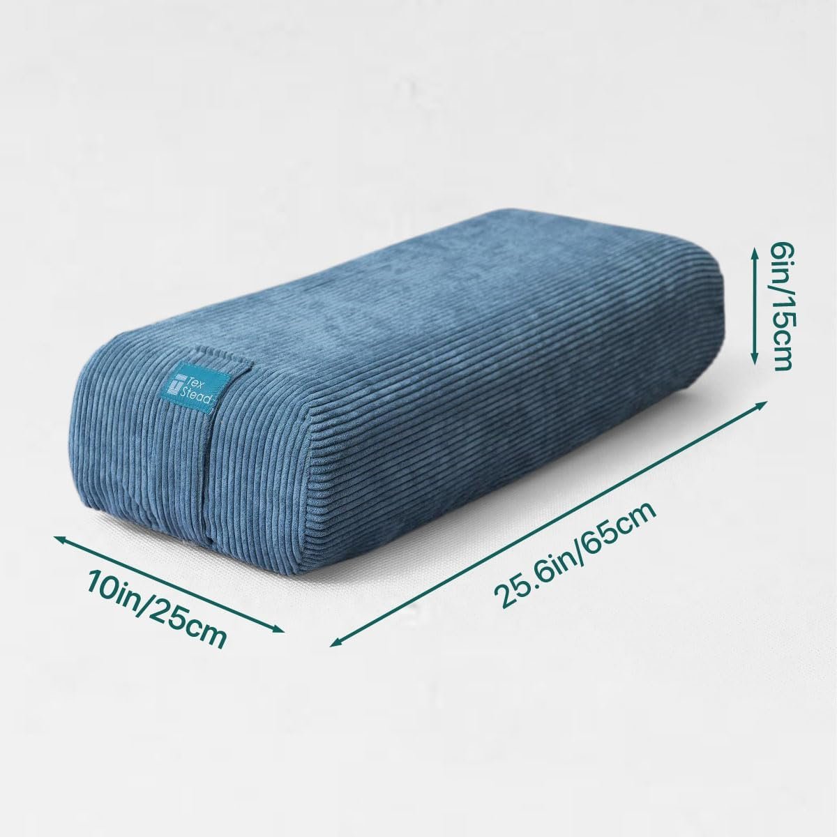 Yoga Bolster Pillow for Meditation and Support - Rectangular Foam Cushion with Removable Corduroy Cover, Machine Washable Suede-like Pillowcase & Convenient Carry Handles for Women Blue 1PC - Image 8