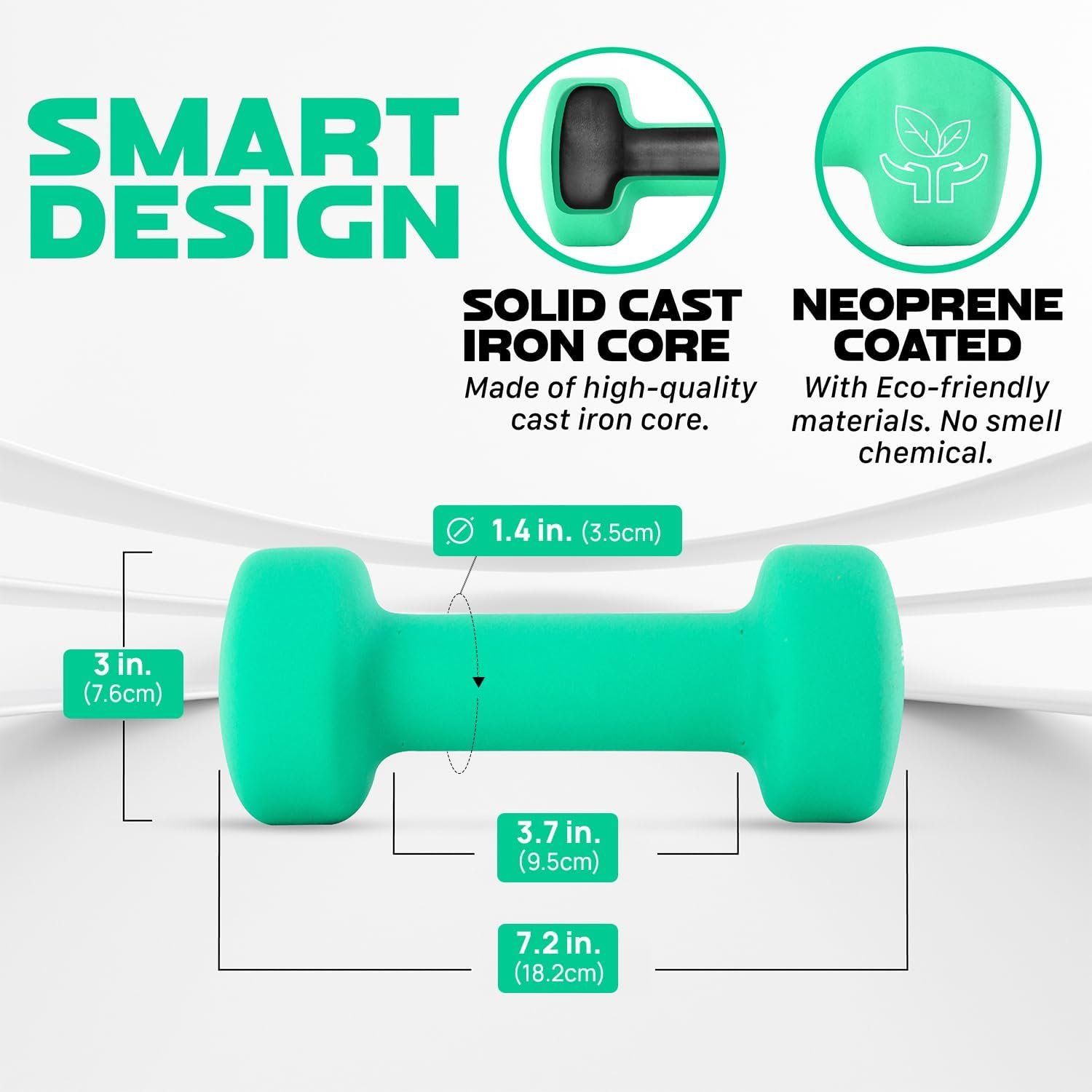 Yes4All Neoprene Dumbbells, Pairs and Sets with Rack for Home Workouts - Image 2