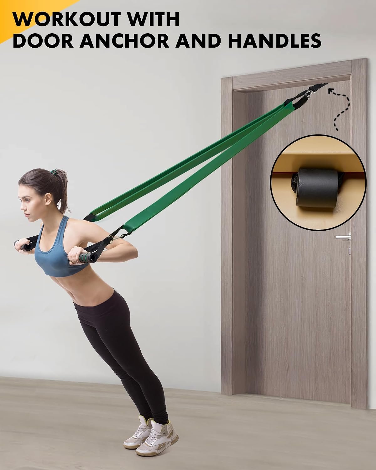 Equipro Resistance Bands, Exercise Bands, Resistance Bands for Working Out with Handles and Door Anchor, Workout Bands for Men Women with Protective Sleeve for Fitness Weights Work Out at Home - Image 6