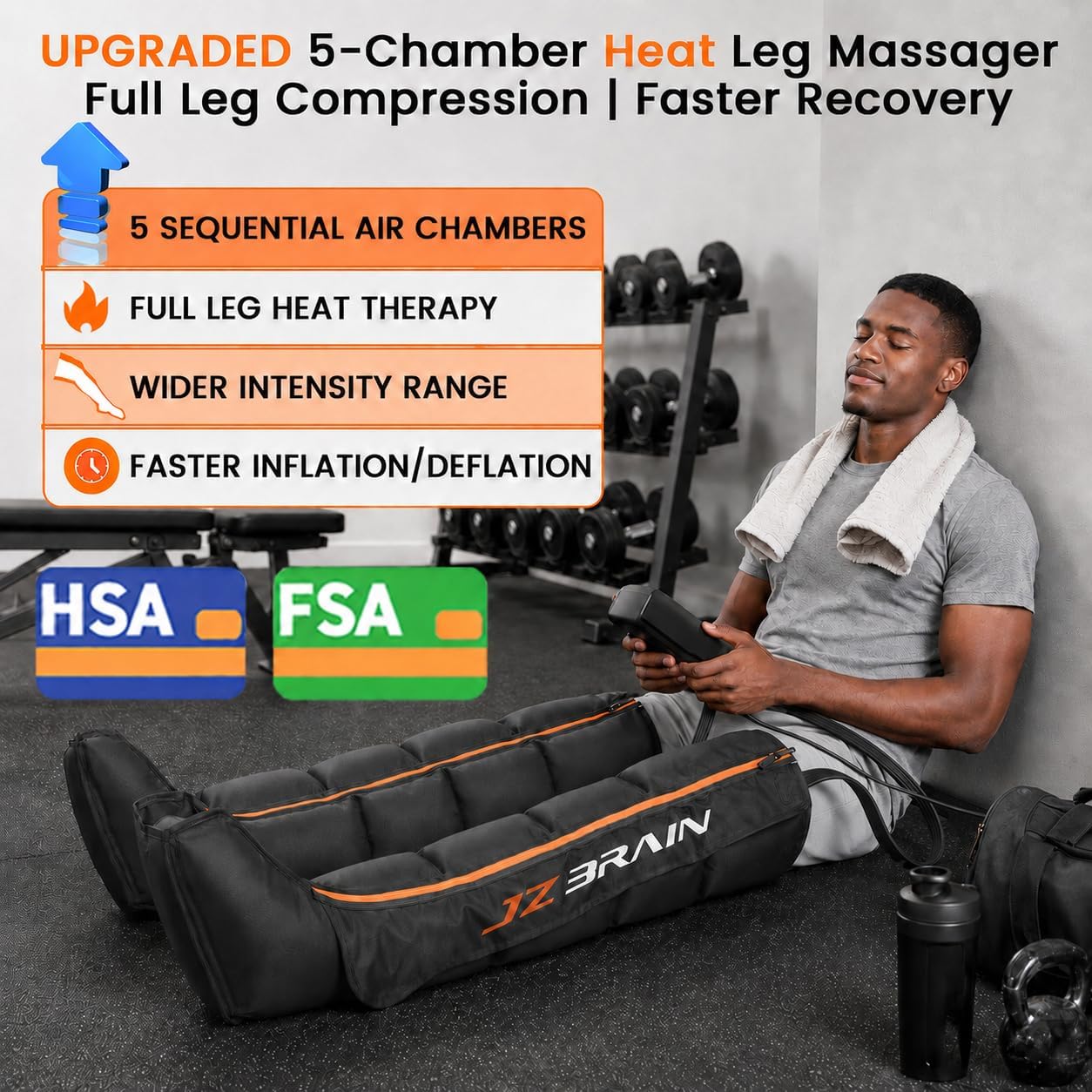 JZBRAIN Air Compression Boots Leg Massager: Sequential Full-Leg Recovery with Heat, 6 Modes & 11 Intensities for Post‑Workout Relieve & Daily Relaxation for Athletes, Fitness Users (Medium) - Image 2