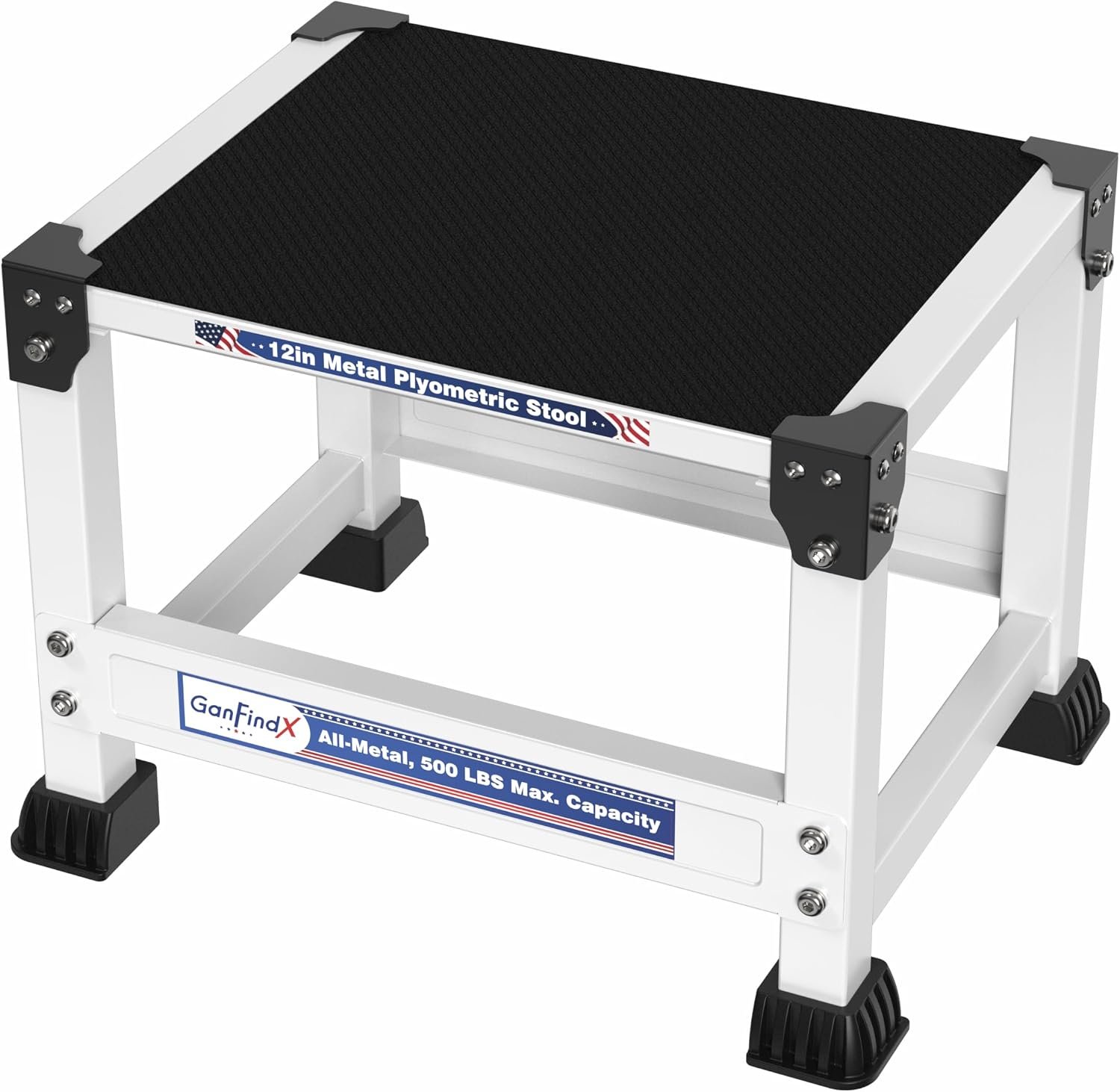 GanFindX Steel Plyo Jump Box, 12/18 Inch, White