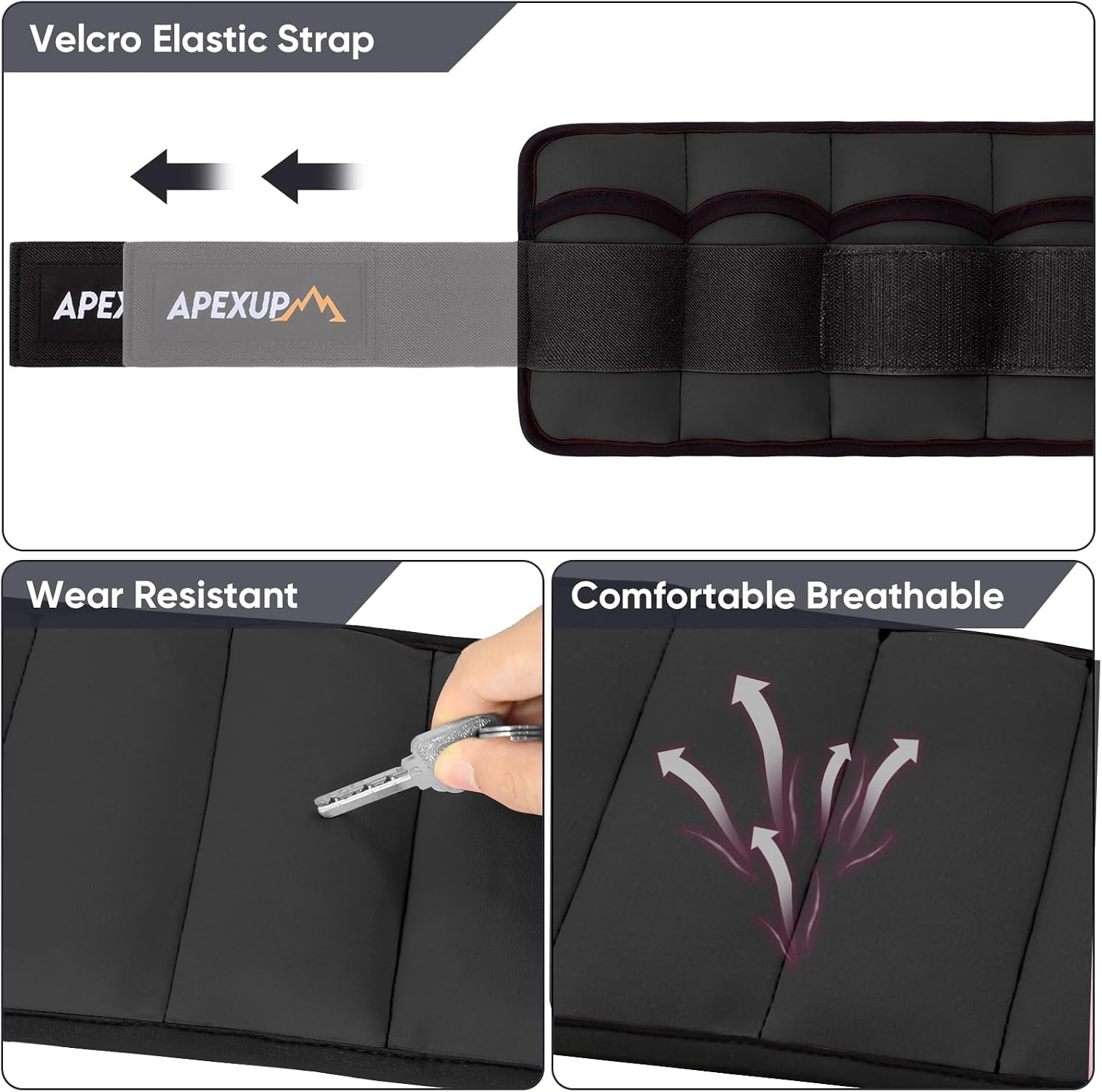 APEXUP Adjustable Ankle Weights for Women and Men, Modularized Leg Weight Straps for Yoga, Walking, Running, Aerobics, Gym, Physical Therapy - Image 3