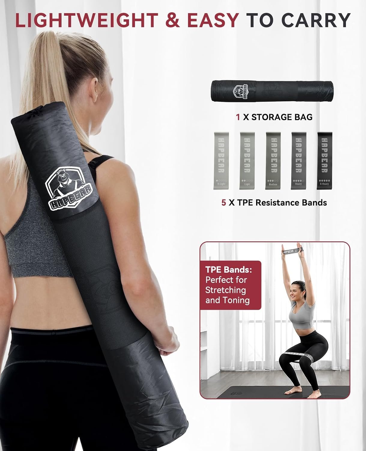 HAPBEAR Large Yoga Mat - 72"x36"x6mm (1/4 inch), Extra Wide Non-Slip Exercise Mat for Home Workout, Yoga, Pilates & Stretching, Durable, Includes Carry Bag - Image 7