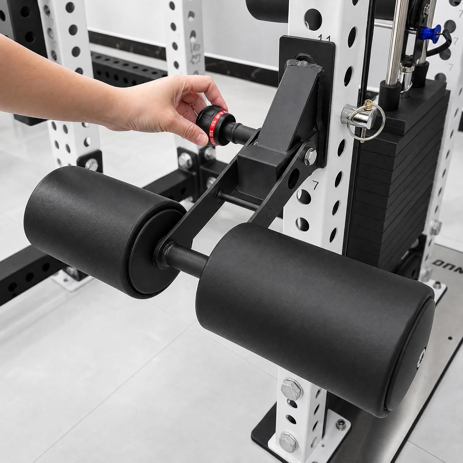 Nordic Hamstring Curl Squat Rack Attachment for Power Rack with 1" Hole - Adjustable Leg Hold Down Attachment with Premium Leather Surface Home Gym Equipment for Leg Workouts - Image 4